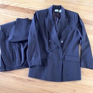 Brown, Ann Taylor Loft suit, Jacket 12, Pants 14.